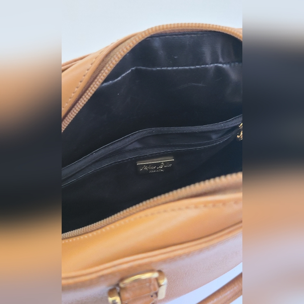 Classic Tan Structured Satchel Handbag - Women's Tote - Picture 9 of 14